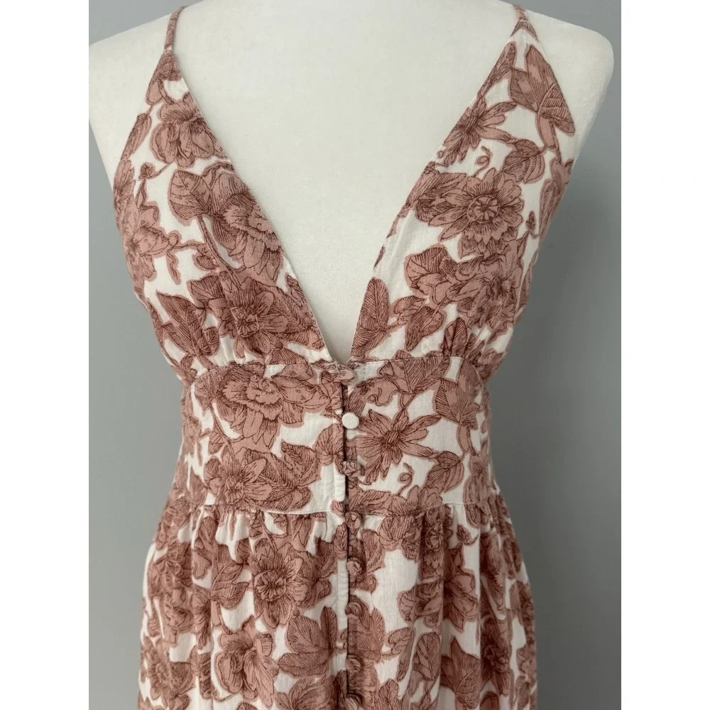 Abercrombie & Fitch Cream and Brown Floral Maxi Dress